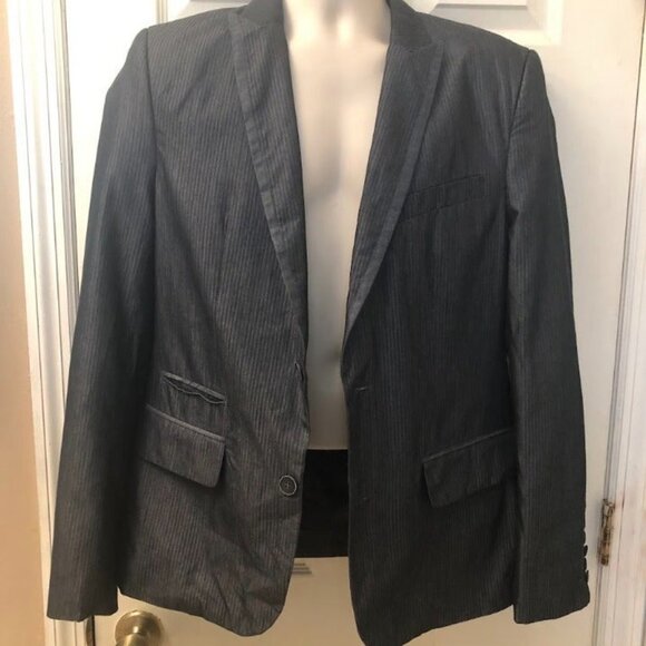 Twenty One Men's Charcoal Gray Large Career Work Single 2 Button Blazer NWT - Picture 3 of 8